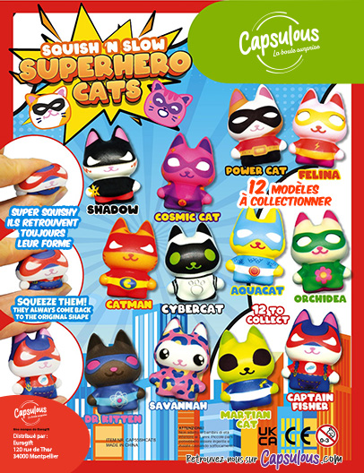 Squish'n slow SuperHero cats in 55 mm