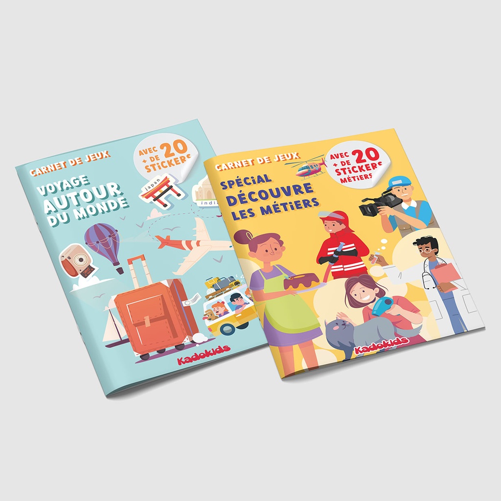 livrets 8 pages avec 1 page stickers - 2 designs