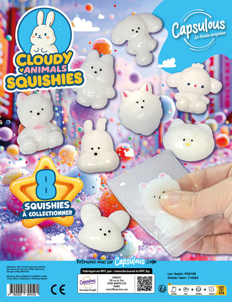 Cloudy animals squishy - caps 60 mm