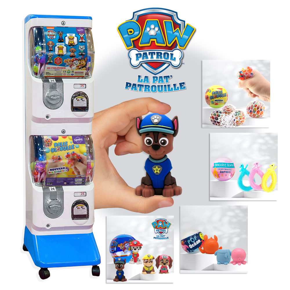 Pack Start & Cash (Bleu et Blanc) - Distributeur + 350 Jouets Capsules Clé en Main