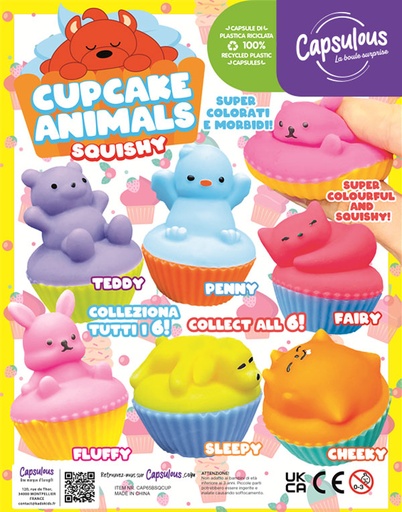 [116408] CUP CAKE ANIMALS SQUISHY - Capsules 65mm