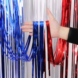 [113310] Rideau foil tricolore Bleu Blanc Rouge 200x100 cm